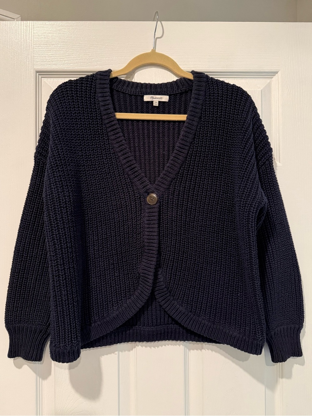 Madewell Dark Navy Chunky V-Neck Button Cardigan